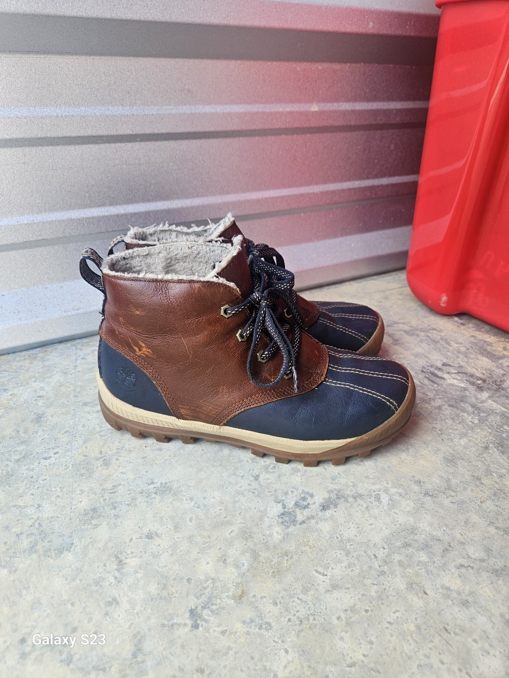 Timberland Duck Boots Mens 9 Brown Black Waterproof Fleece Lined